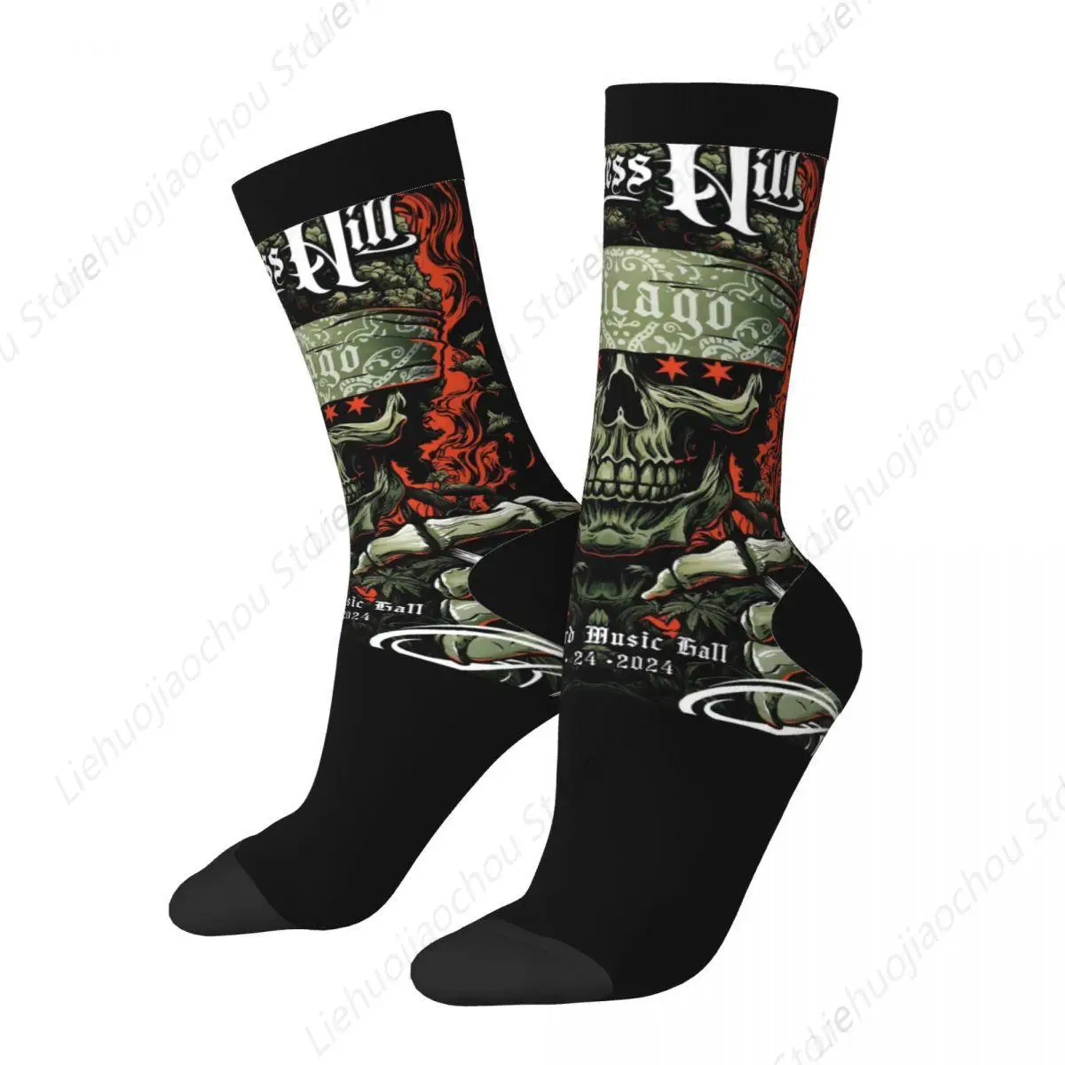 Funny Cypress Hill Skull Basketball Socks Polyester Middle Tube Socks for Unisex