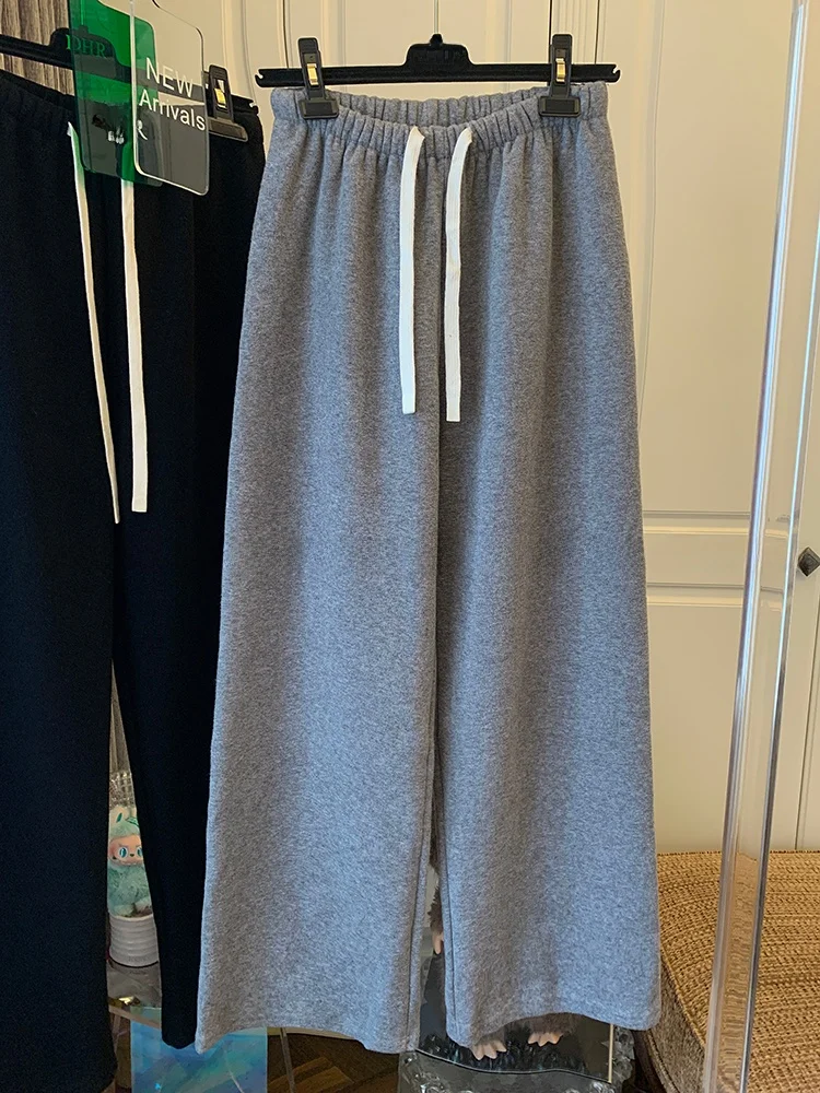 

High Waist Thiened Wide Leg Pants Casual Straight Leg Long Trousers for Women Winter Faion plus Size Floor Length