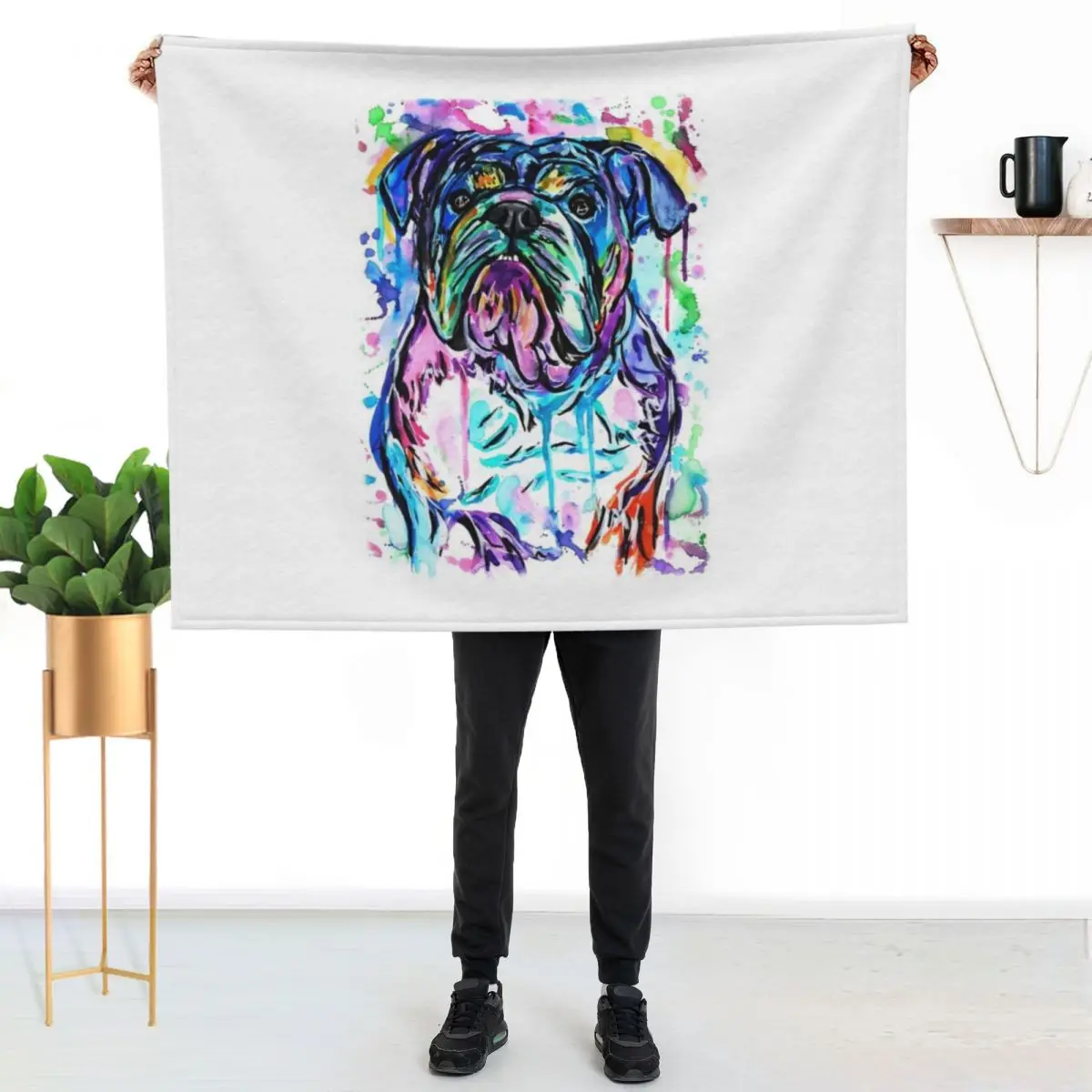 Watercolour Bulldog Throw Blanket Thermal Designers funny gift Decorative Beds Luxury Designer anime Blankets