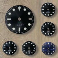 28.5mm GMT S Logo Sunburst Dial Fit NH34 Movement Green Luminous High-Quality Dial Watch Modification Accessories 3/3.8/4O'clock