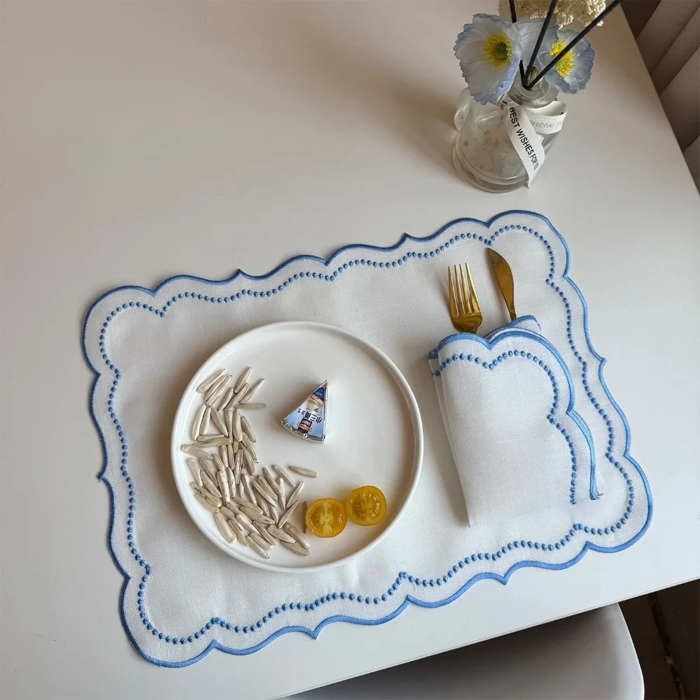 New Vintage Placemat Napkins Embroidered Fabric Washable Decorative Table Mat French Lace Imitation Cotton Linen Table Place Mat