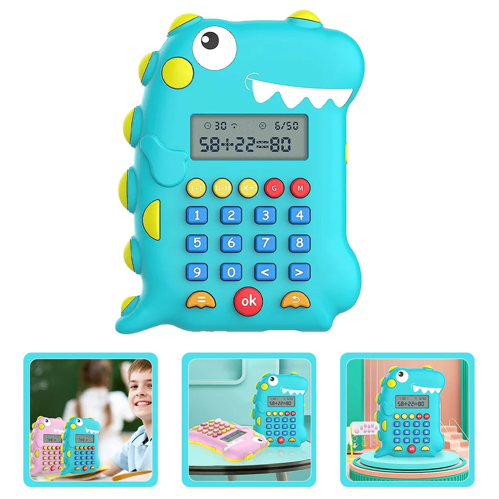 Calculators Dinosaur Student Early Education Machine Gift 13X10X18CM Small Pendant Adorable Kids Office Sky-blue Cartoon Toy
