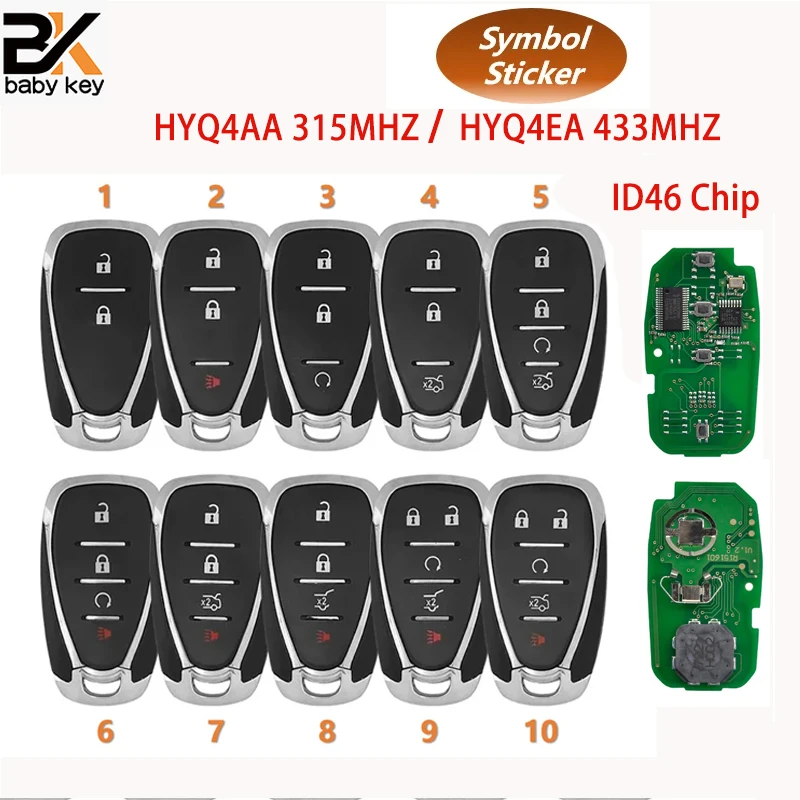 

BB Key 315/433MHz HYQ4AA HYQ4EA Remote Key for Chevrolet Camaro Volt Blazer Traverse Camaro Cruze Malibu Sonic Equinox Spark