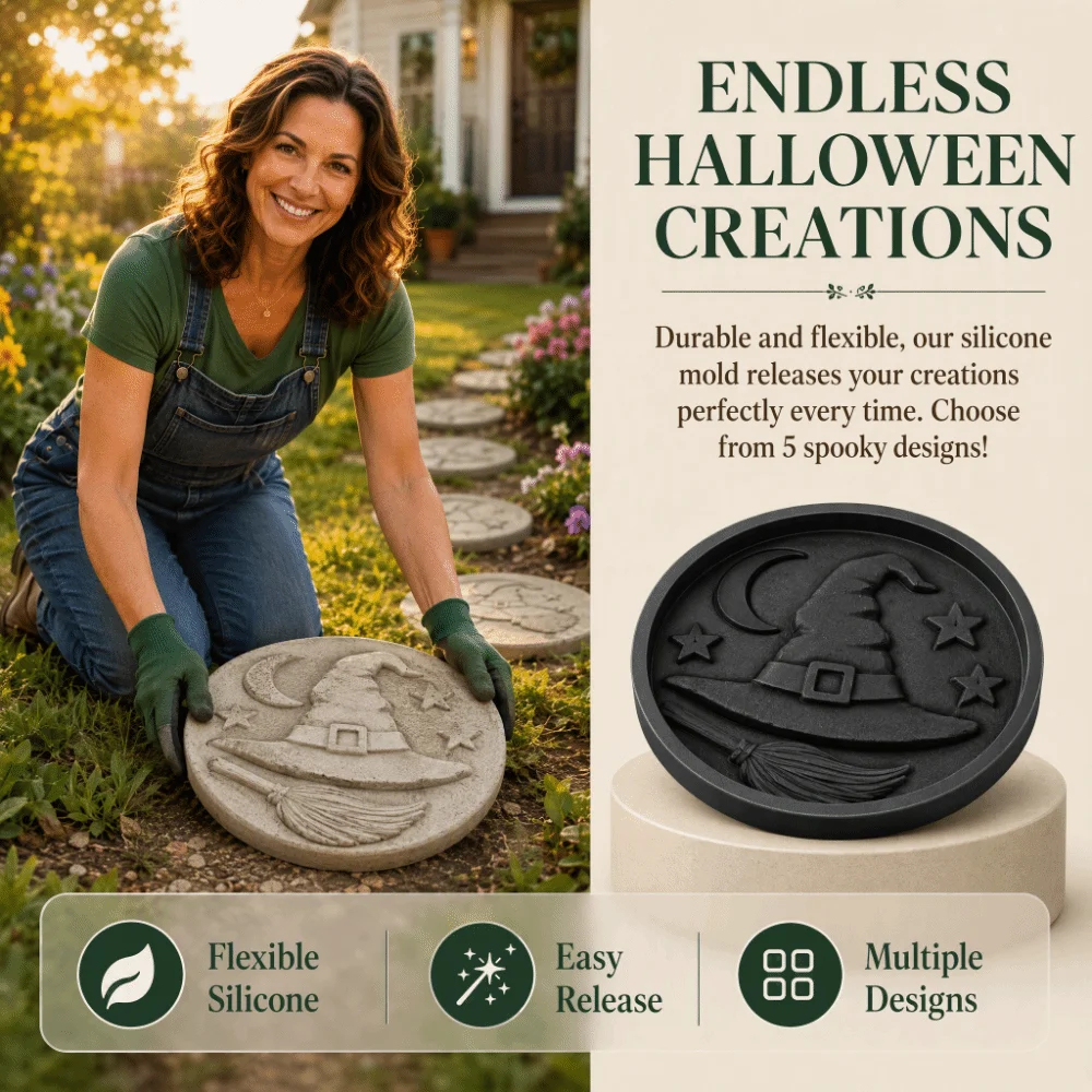 Reusable Pumpkin Stepping Stone Mold Pumpkin Shape DIY Garden Craft Halloween Concrete Mold Concrete Casting DIY Concrete Paver