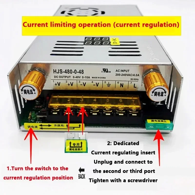 Imagem -05 - Transformadores ac dc 220v para 5v 12v 24v Fonte de Alimentação de Comutação Ajustável 36v 48v 60v 80v 120v 160v 220v 480w Display Digital