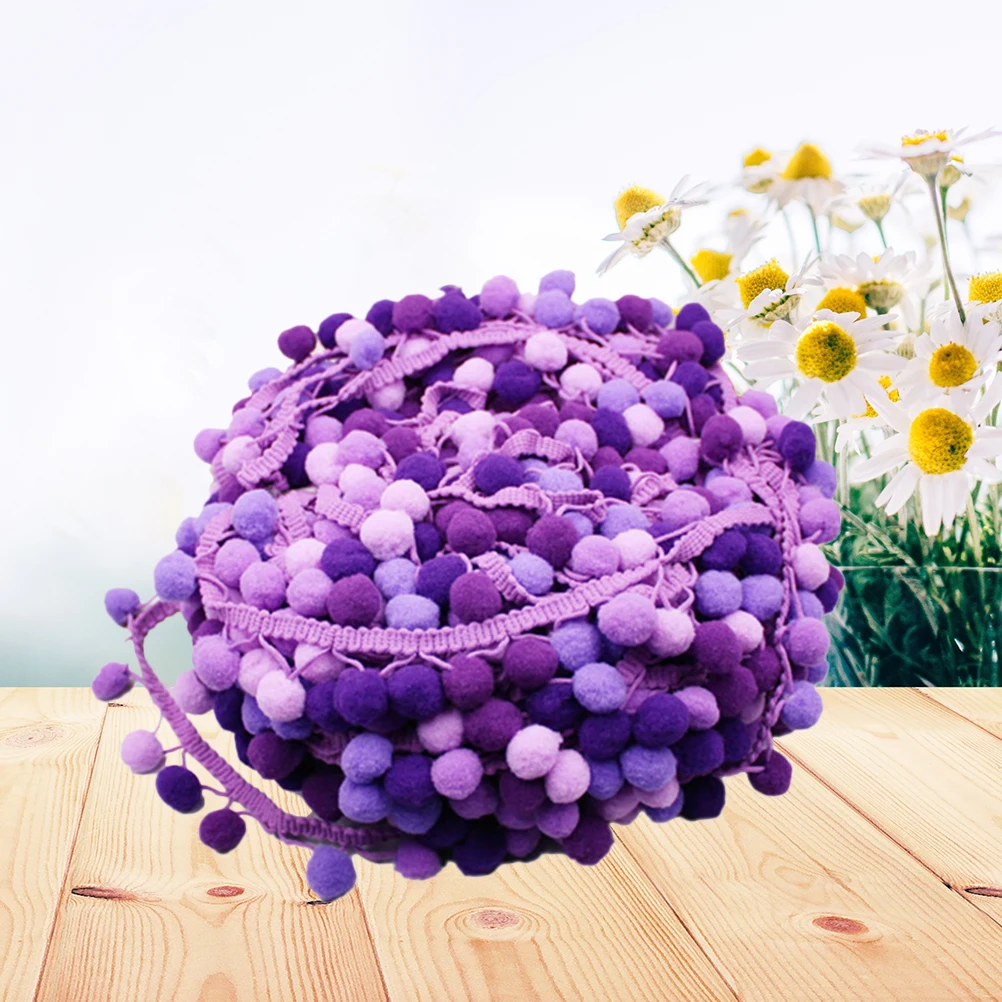

4.5m Ball Lace Trim Colorful Pom Tassel Edging Polyester Fiber Elastic Band for DIY Crafts Jewelry Skirts Maternity Kids