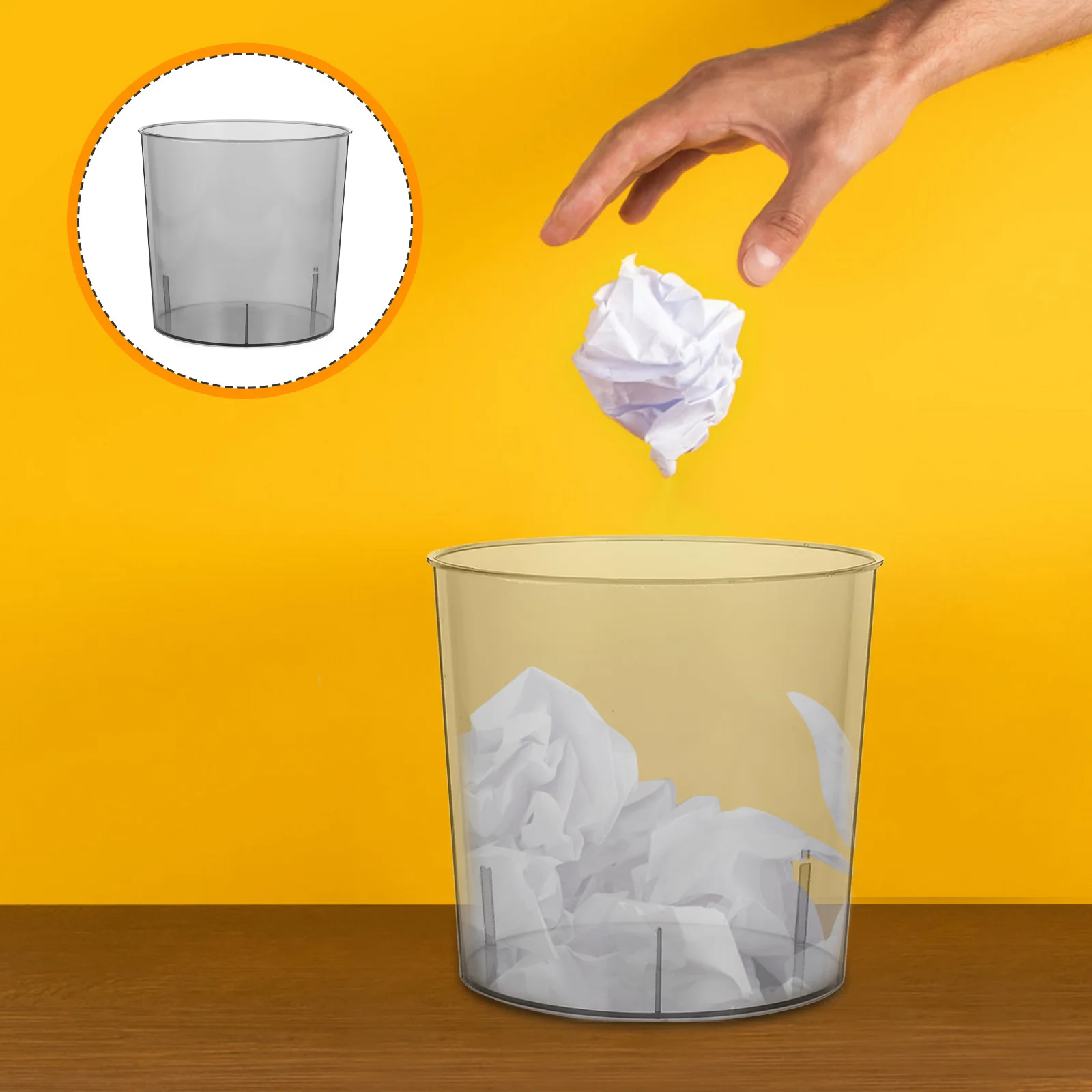 

High Aesthetic Plastic Trash Can Large Opening Transparent For Home Bathroom Bedroom Kitchen Office Garbage Container Bin