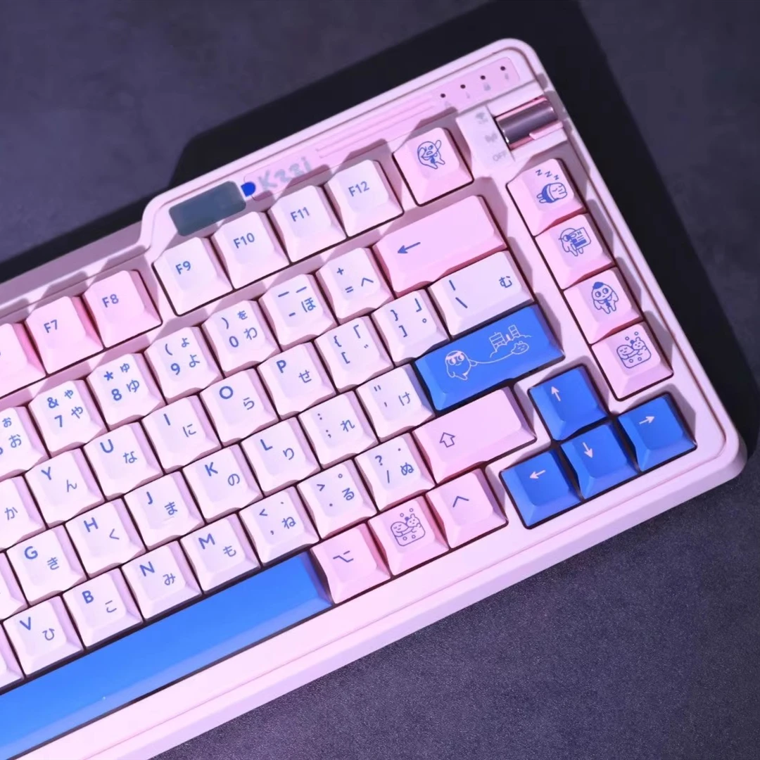 151 Keys Poco Pink Blue Keycaps PBT 5 Sides Dye Sublimation Cherry Profile Japanese 61 64 68 84 87 96 980 Mechanical Keyboard