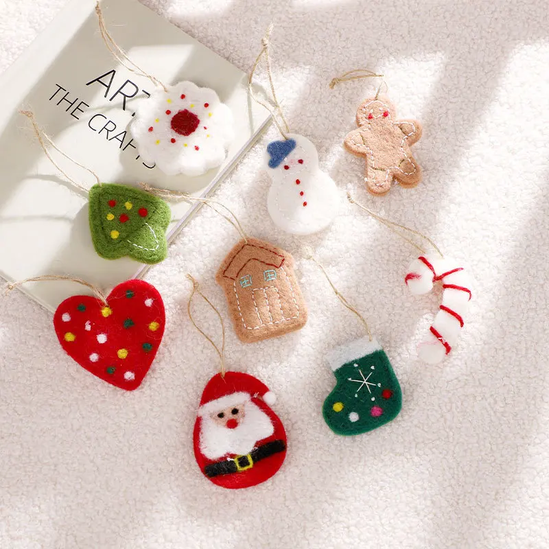 

Christmas Wool Felt Pendant Felt Snowman Gingerbread Man Xmas Tree Hanging Ornaments DecorationNew Year Party Kids Gifts Navidad