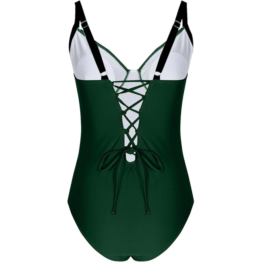 S - XL, 7 Farben, einteiliger Badeanzug mit Schnürung und Spitze, Damen-Badebekleidung, hoch geschnittene Beine, rückenfreier Badeanzug, Badeanzug, Modell V6952. – Detail 29