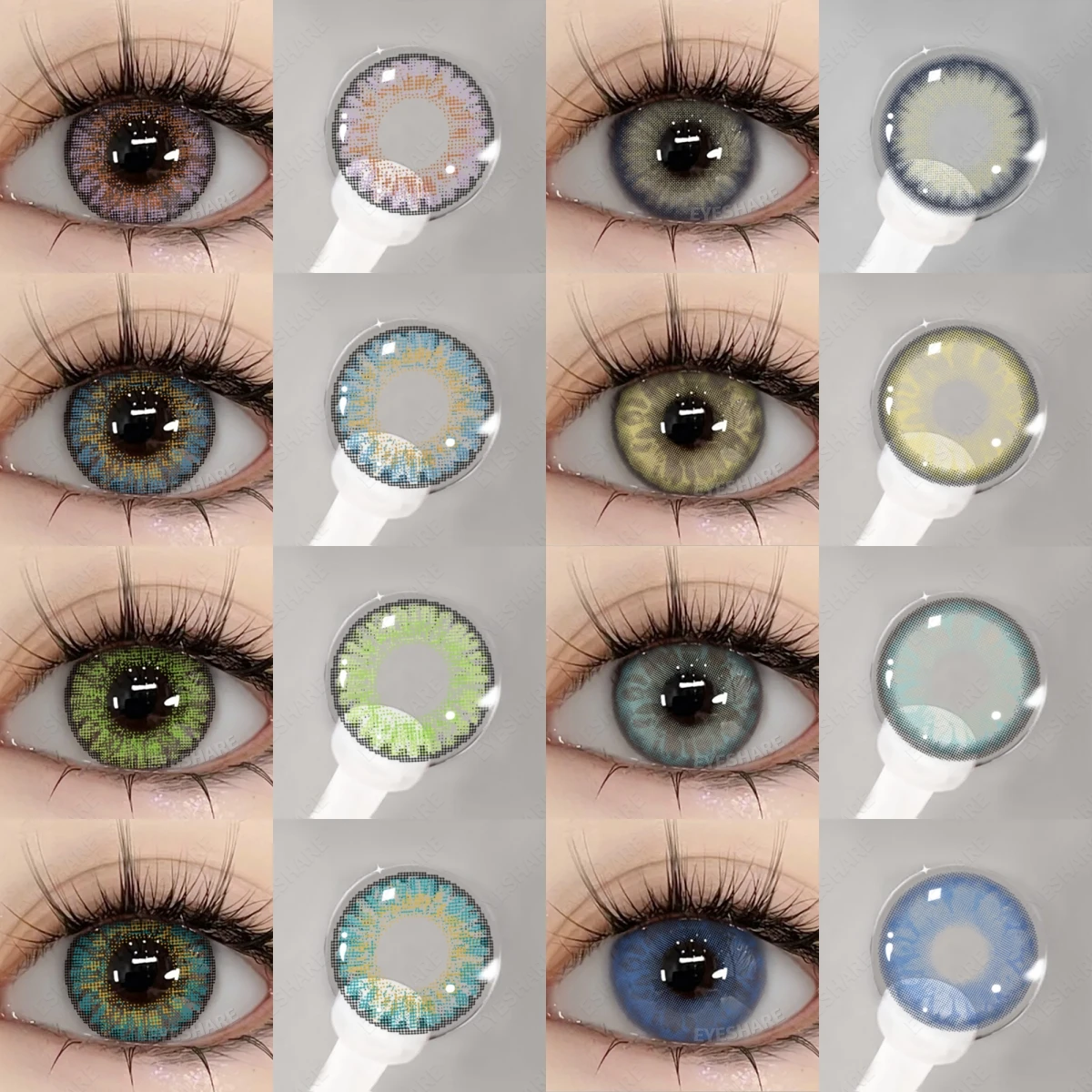EYESHARE 1 par de lentes de contacto de Color marrón Natural para ojos, lentes de contacto para ojos azules, lentes de moda verdes, lentes de colores grises