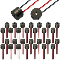 30Pcs DC 12V Electronic DC Buzzer 5v Alarm Active Electromagnetic Piezo Beep Sound ABS Housing 85dB Wired 5.5MM Connector Black