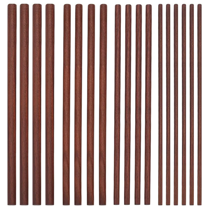 Unfinished Round Wood Sticks 18Pcs 4 Size Walnut Dowel Rods 11.8 Inch Long 6/8/10/12Mm Dia-AA26