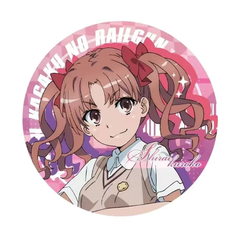 58mm Anime Popular Round Brooches Misaka Mikoto Shirai Kuroko Uiharu kazari Figure Badge Kawaii Trendy Accessory Christmas Gifts