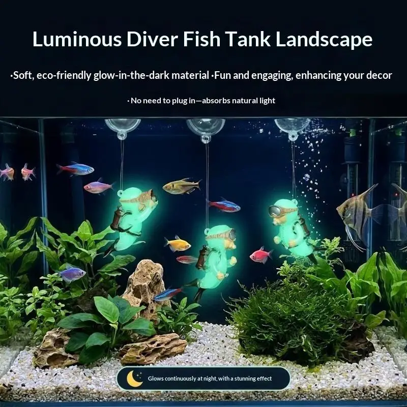 Fish Tank Decoration PVC Landscaping Small Ornaments Mini Diver Glow Aquarium Decor Floating Ball Aquarium Accessories