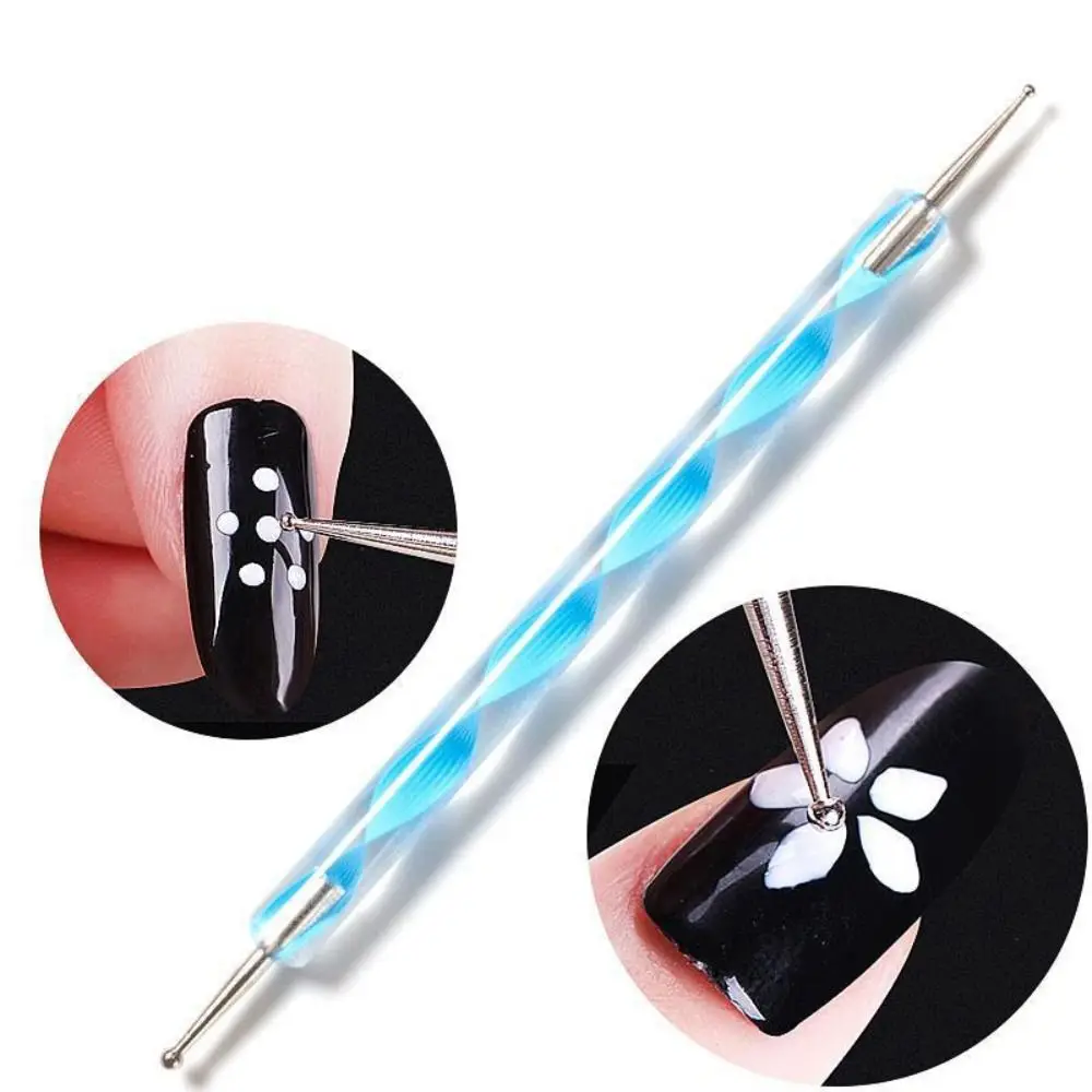 5Pcs 2 Way Nail Art Dotting Pen Crystal Dot Paint Manicure Painting Kit Marbleizing Polish Nail Art Tool Set Girls