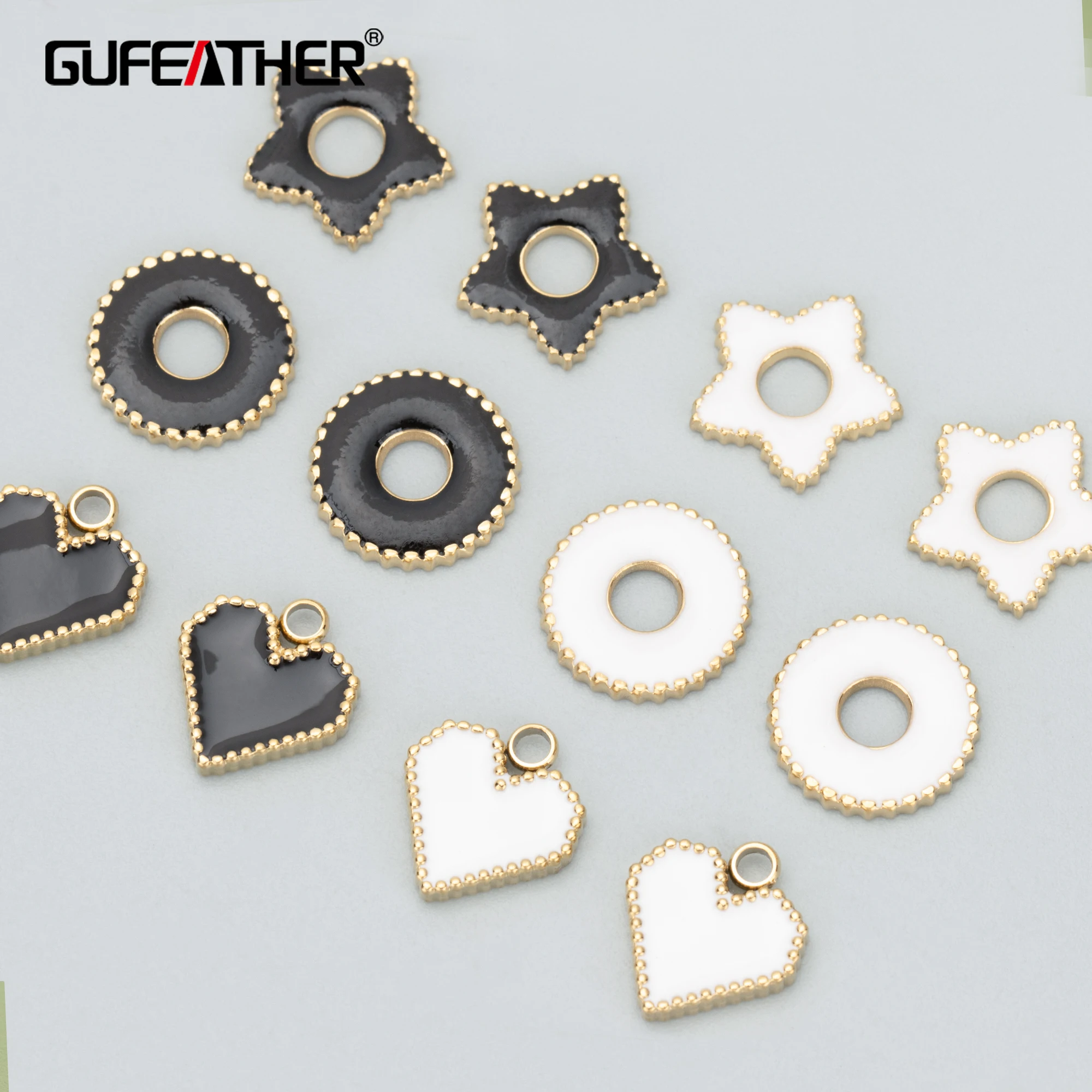 GUFEATHER MC25,jewelry accessories,316L stainless steel,nickel free,heart star shape,charms,jewelry making,diy pendants,4pcs/lot