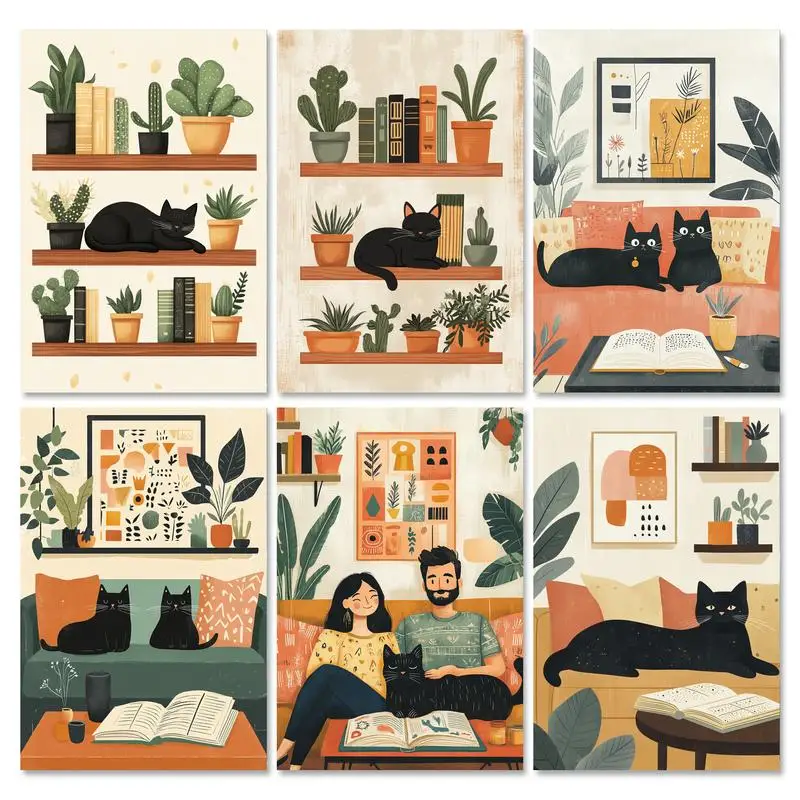 

RUOPOTY Frame Painting By Numbers 40x50cm Kits Illustration Cat Plant Coloring By Numbers For Adults Diy Gift Wall Art Picture