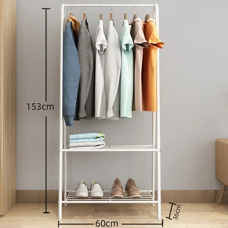 Multifunctional Bedroom Metal Clothing Rack Garment Rack with Bottom Shelf for Hanging Coat Skirt Shirt Sweater Shoes Storage