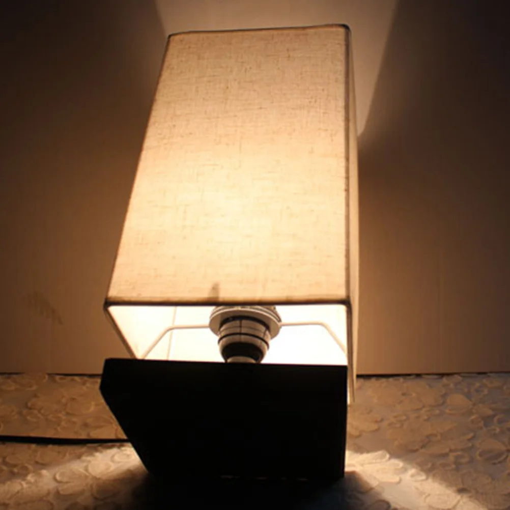 

Small Japanese Table Lamp Linen Cloth Shade Durable Bedside Lamp Nightlight for Bedroom Living Room Decorative Lighting Us Plug