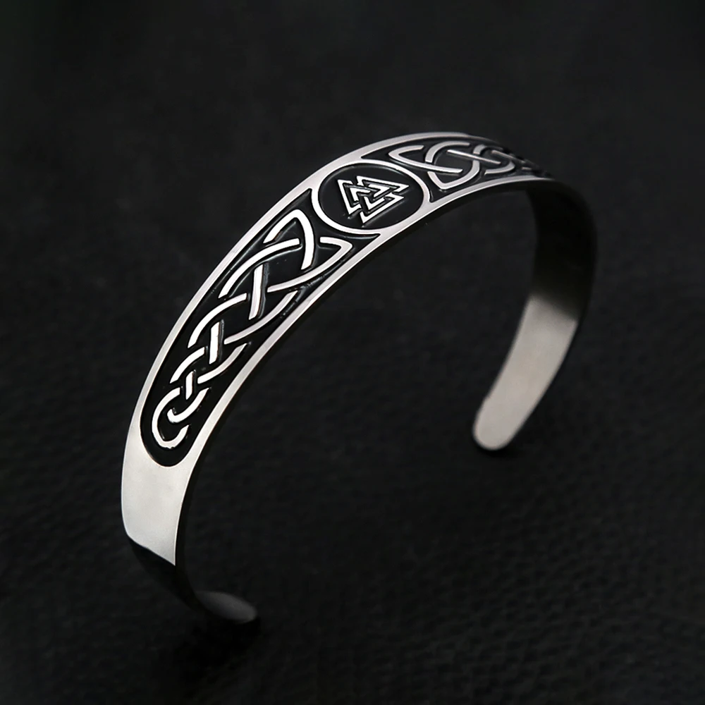Black Stainless Steel Viking Rune Bracelets For Men Women Retro Viking Tree of Life Bracelet Biker Fashion Jewelry Amulet Gift image 3