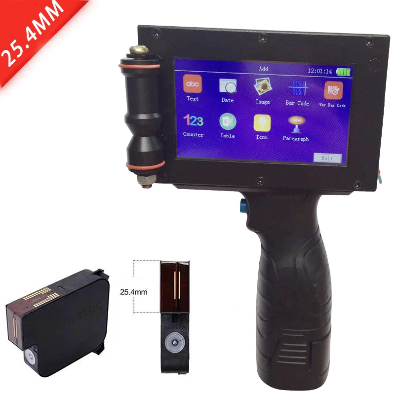 To 25.4mm QR Bar batch code variable date variable number logo expiry date lable portable hand jet handheld thermal inkjet