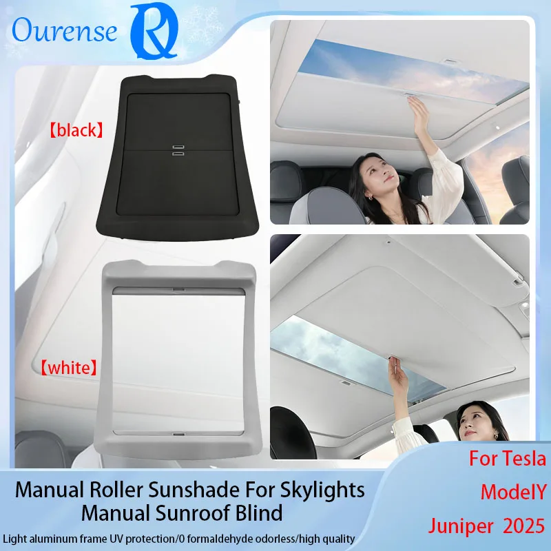 New Retratable Sunshade For Tesla Model YJuniper 2025Roof Shade Scroll Original Sun Visor Model Y 2025 Pleated Sunscreen Sunroof
