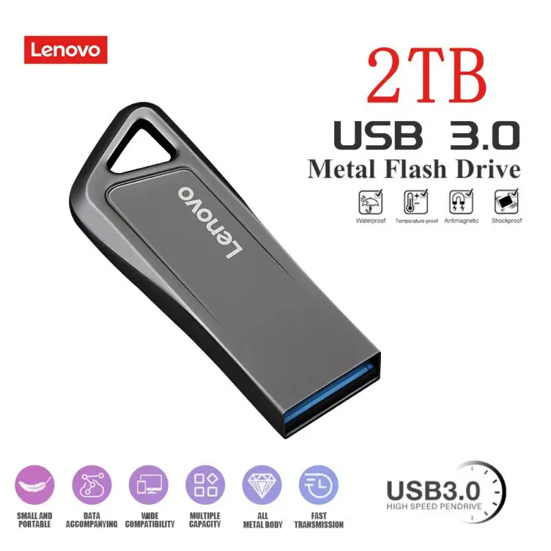 Lenovo-USB Flash Drive, Memory Stick de Alta Velocidade, Memory Stick USB 3.0, 512GB, 256GB, 2TB