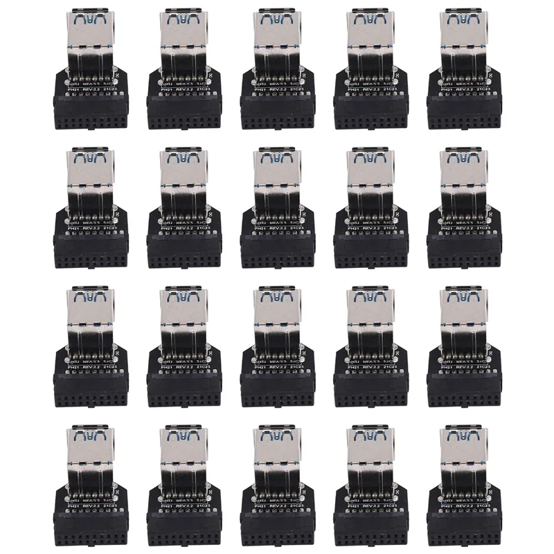 อะแดปเตอร์แปลง HJ-20X 20 พิน เป็น USB3.0 คู่ สำหรับเมนบอร์ดเดสก์ท็อป หัวต่อ 19 พิน/20 พิน เป็นพอร์ต USB A ตัวเมีย 2 พอร์ต, PH21