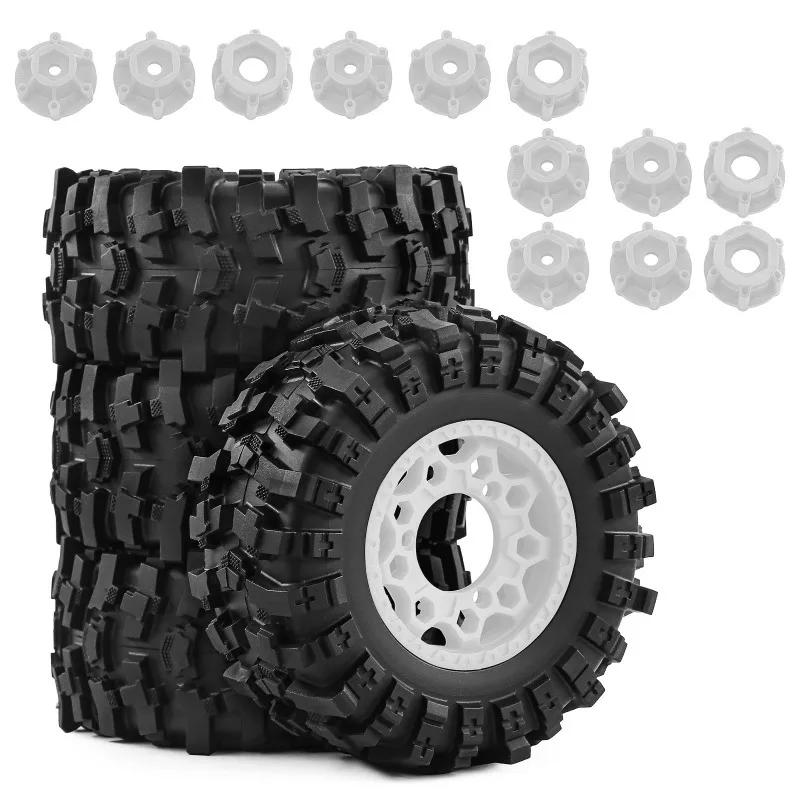 Jeu de roues et pneus de camion à parcours court de 109 mm (4 pièces) avec boulons hexagonaux de 12 mm/14 mm/17 mm pour 1/10 TRX Slash