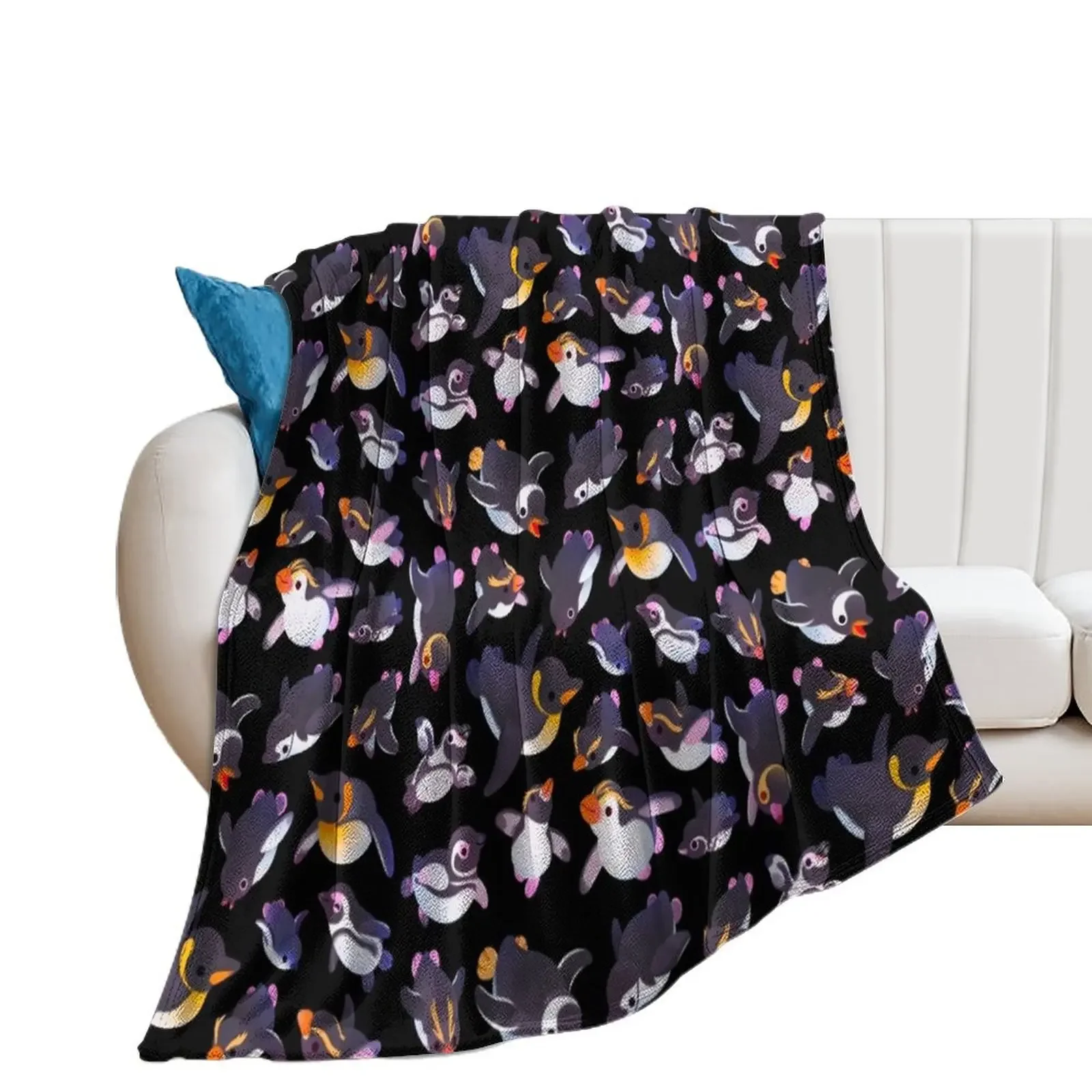 

Penguin day - Name/dark Throw Blanket Luxury St Personalized Gift Stuffeds Blankets