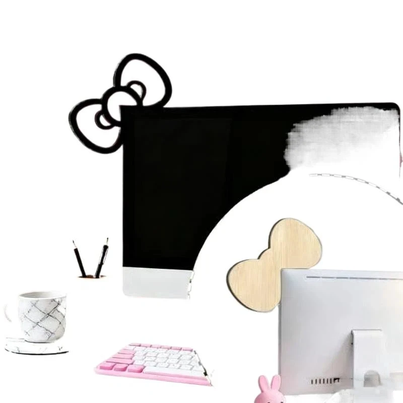 [YA]1/2Pcs Wooden Bowknot PC Accessories Kawaii 2D Bow Monitor Decor Cute Desktop Decoration For Gaming Setup Screen Home Office