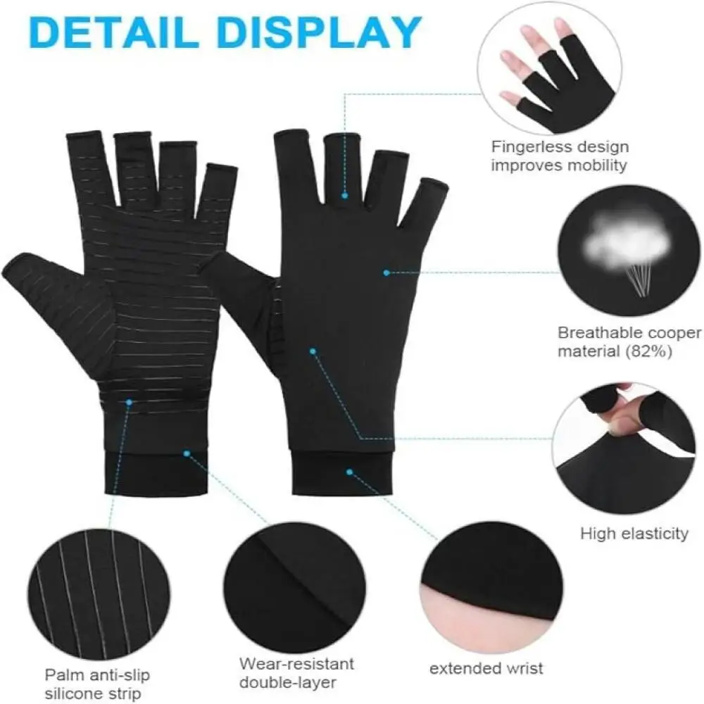 قفازات التهاب المفاصل الضاغطة النحاسية أفضل قفازات نحاسية بدون أصابع شفاء لالتهاب المفاصل لتخفيف آلام النفق الرسغي