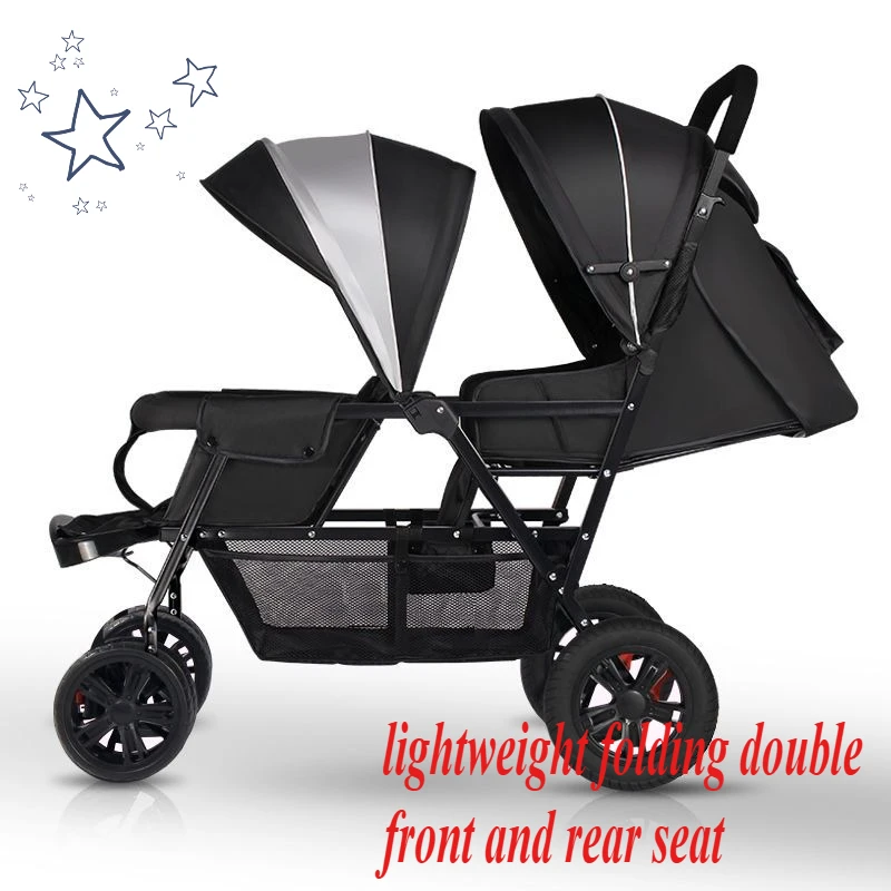 

Twin strollers lightweight folding double front and rear seat