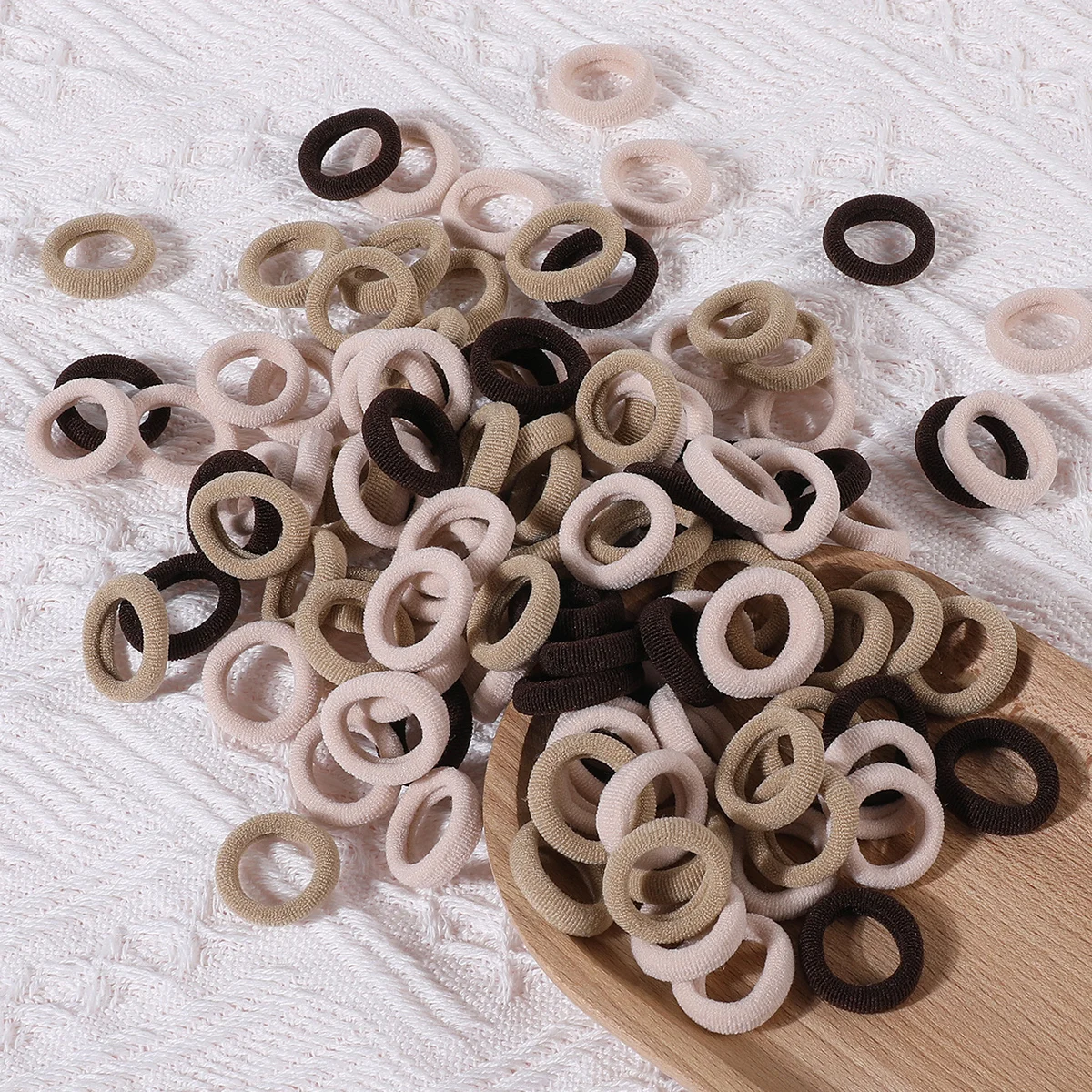 100PCS Bunte Basic Nylon Ealstic Haargummis für Mädchen Kinder Pferdeschwanz Halten Scrunchie Gummiband Kinder Basic Haar Zubehör – Detail 6