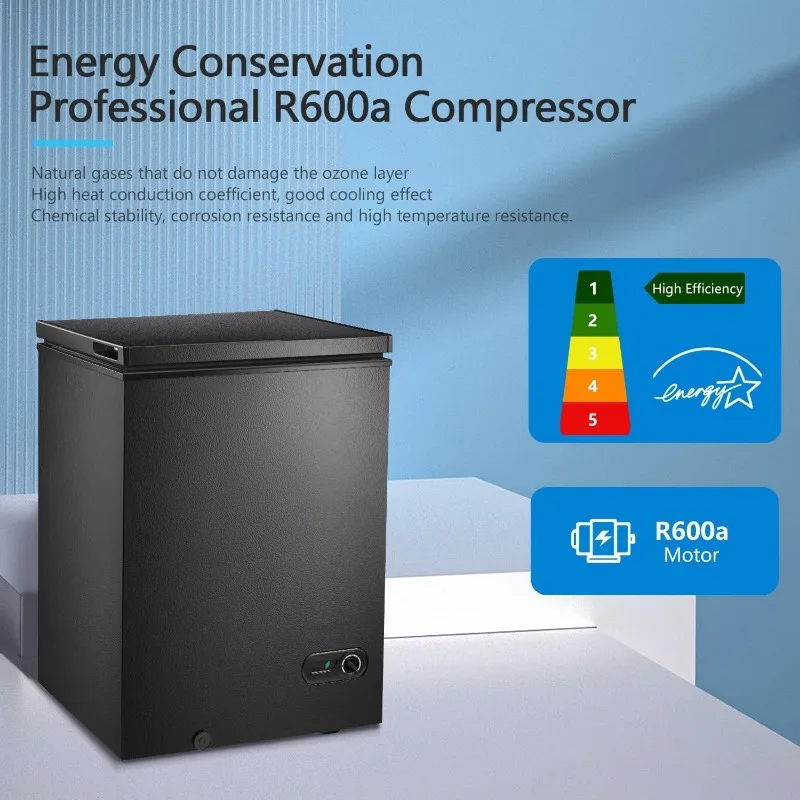 R.W.FLAME Нагрудная морозильная камера на 3,5 кубических футах с 2 съемными корзинами и сливом для разморозки воды, глубокая морозильная камера, регулируемая температура