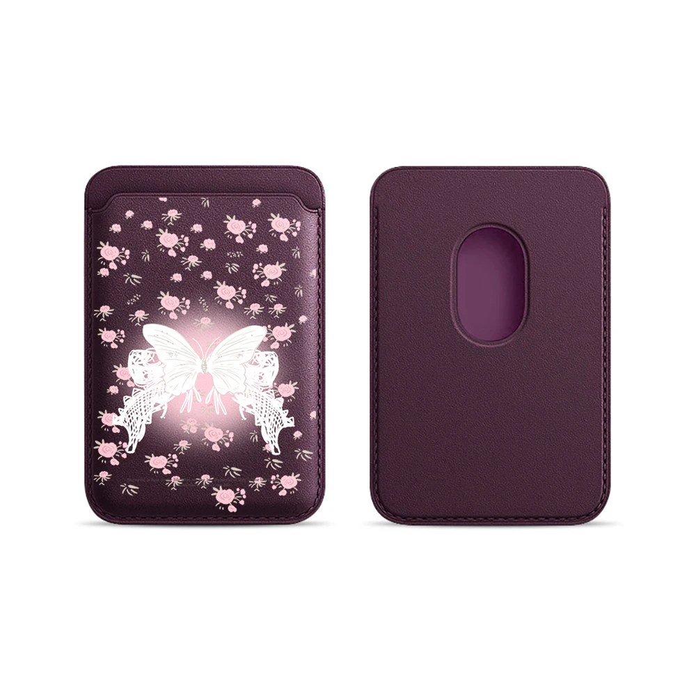 Bow Flower INS Leder-Kartenetui Handyhülle Kartenhalter für Magnetische Hülle Geeignet für alle iPhones für Magsafe Karten-Handytasche – Detail 12