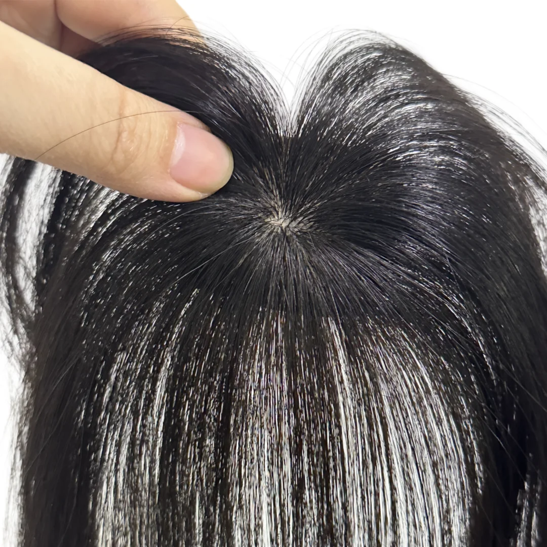 100% شعر بشري صغير الانفجارات للنساء 360 غطاء الجبين الأصلع مع الانفجارات Wispy قاعدة الحرير 1 كليب في وصلات الشعر الانفجارات وهمية