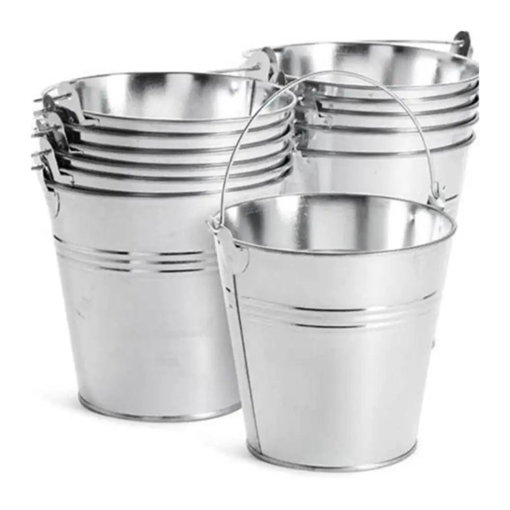 Creative with Handle Bucket Shot Glass Reusable Portable Tiny Pail Cup Metal Drinking Cup Party view 2