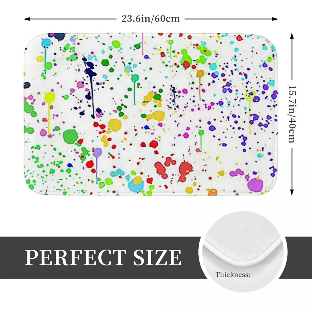 Rainbow Paint Splatter Colorful Splash Graphic Anti-slip Doormat Floor Mat Carpet Rug for Kitchen Entrance Bedroom Footpad Mats