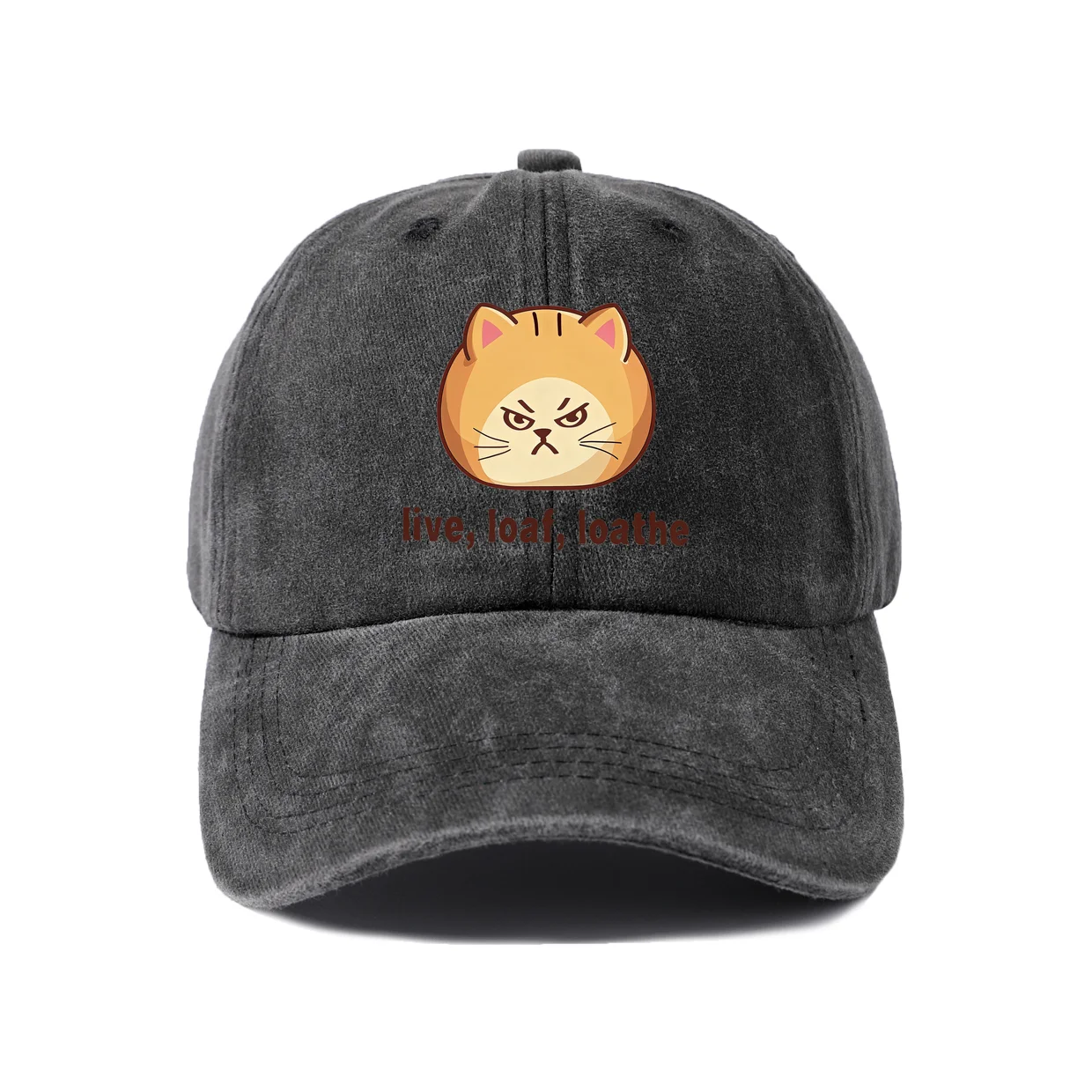 Live, Loaf, Loathe Vintage Washed Baseball Cap, Adjustable Unisex Dad Hat, Everyday Gift