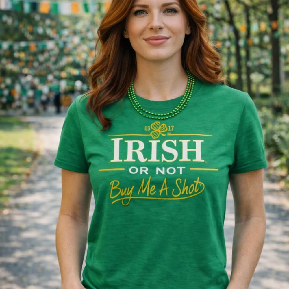 Irish Or Not Buy Me A Shot St Patricks Day Ladies O Neck Tshirt Irish Festival Themed Hoodies Crewnecks Casual Fashion Tops