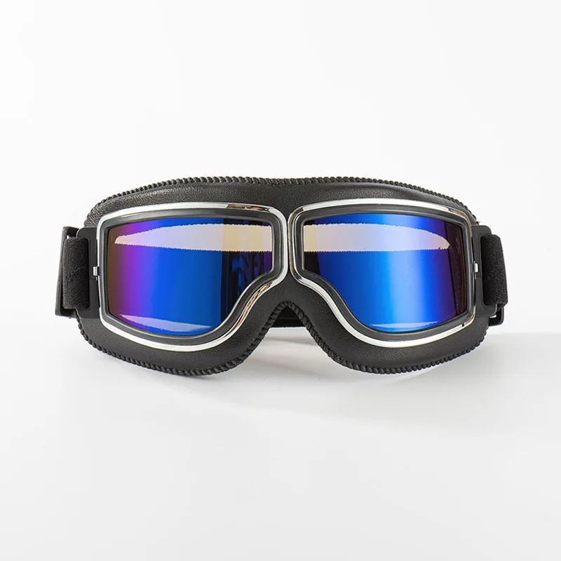 Lunettes de casque de moto en cuir coupe-vent, lunettes de protection de sécurité, anti-absorbe ouissement, motocross, cross-country, steampunk, faciles à transporter