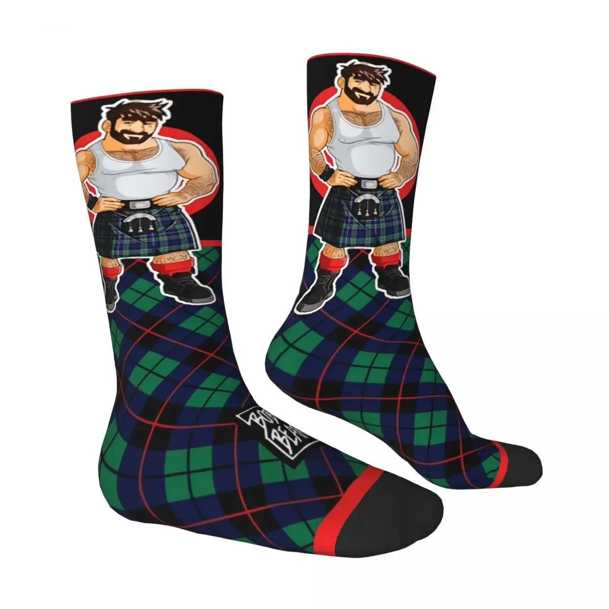 Funny Men's Socks ADAM LIKES KILTS Vintage Harajuku LGBTQ Pride Hip Hop Novelty Crew Crazy Sock Gift Pattern Printed