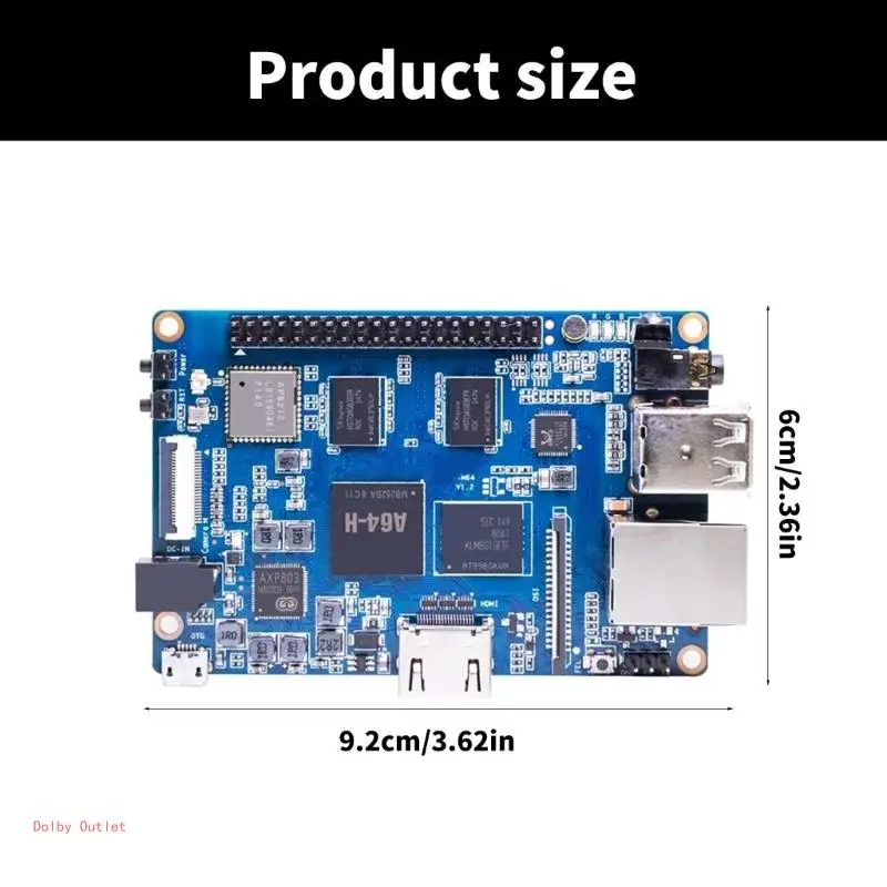 Banana BPI-M64 A64 Einplatinencomputer 2 LPDDR3 64-Bit-Quad-Cores Mini-ARM-Board mit Gigabit-Ethernet