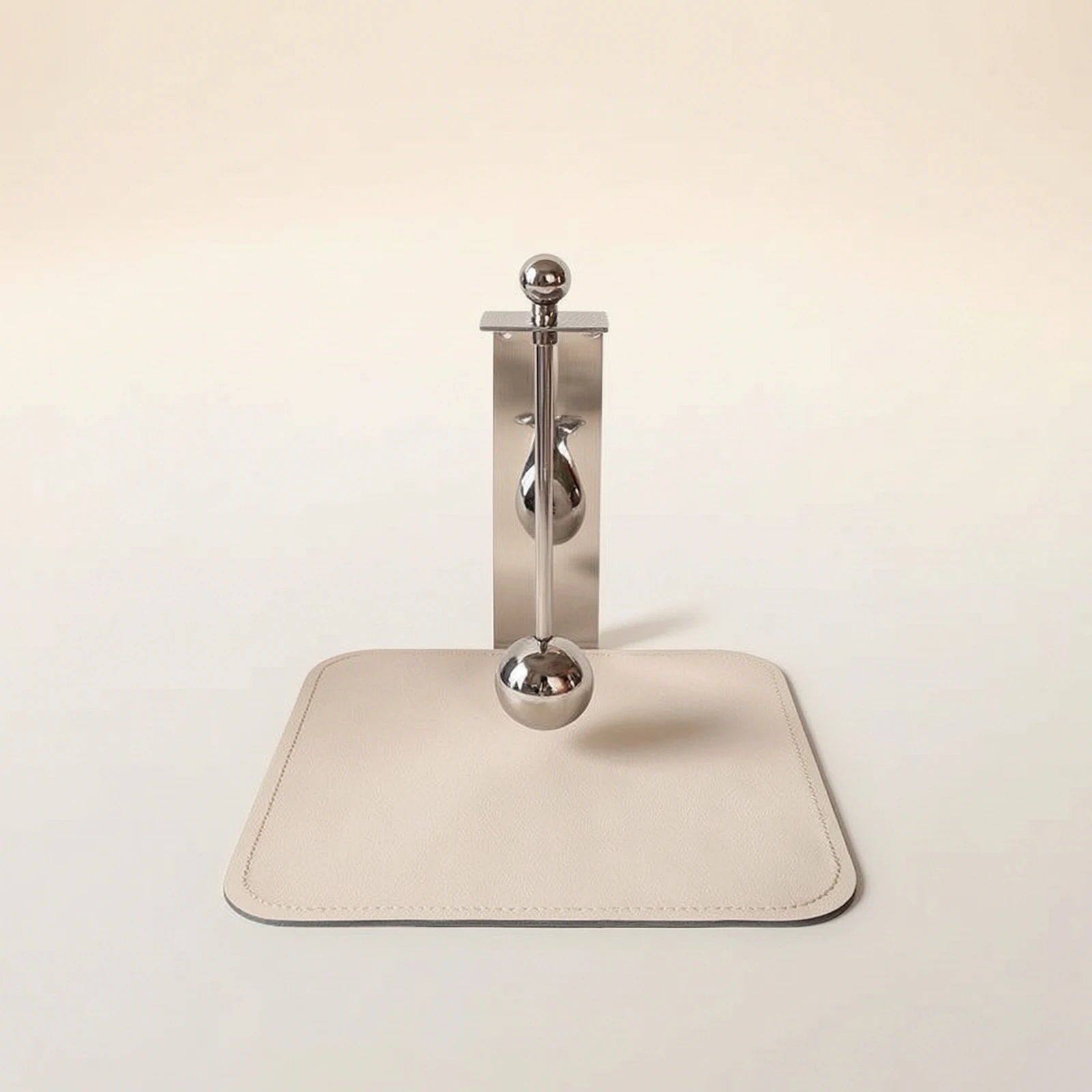 Desktop Tissue Holder Stainless Steel Tissue Dispenser with Leather Base Modern Decorative for Hotels, Tabletop, Reception Areas
