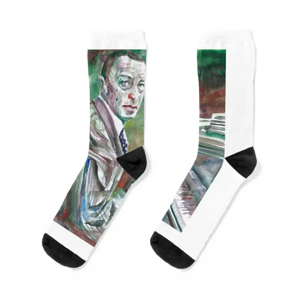 

SERGEI RACHMANINOFF watercolor portrait.2 Socks christmass gift christmas stocking Sports Socks Ladies Men's