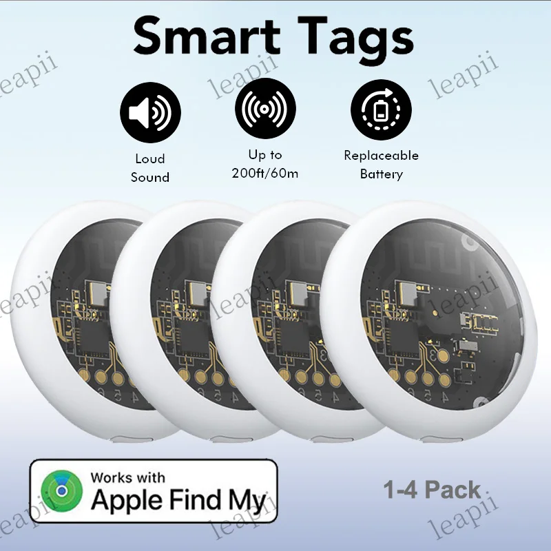 2026 New Smart Tag IP67 Tracker Anti-lost Air Tag Work for Apple Find My APP IOS Keys Suitcase Bag Locator,1-4pack