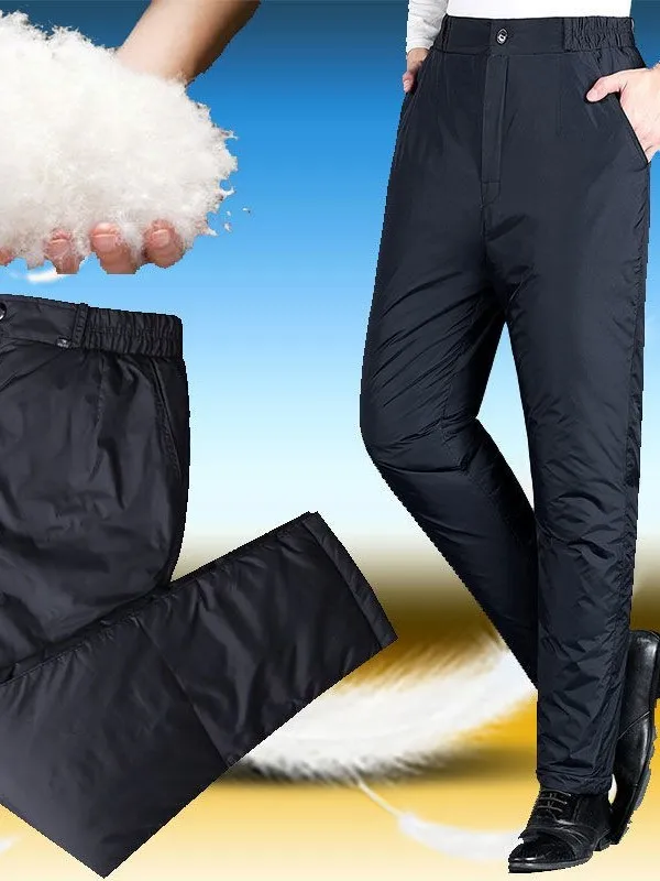 Thickened High Waist Straight Leg Cotton down Pants for Middle-Aged And Elderly Warm And Comfortable Outerwear Trousers