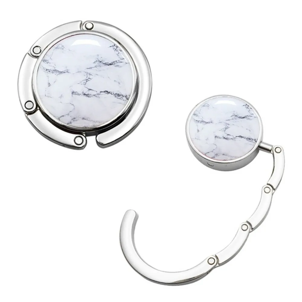 Fashion Foldable Handbag Hook Portable Marble Pattern Briefcase Hanger Durable Creative Desk Hanging Rack for Table